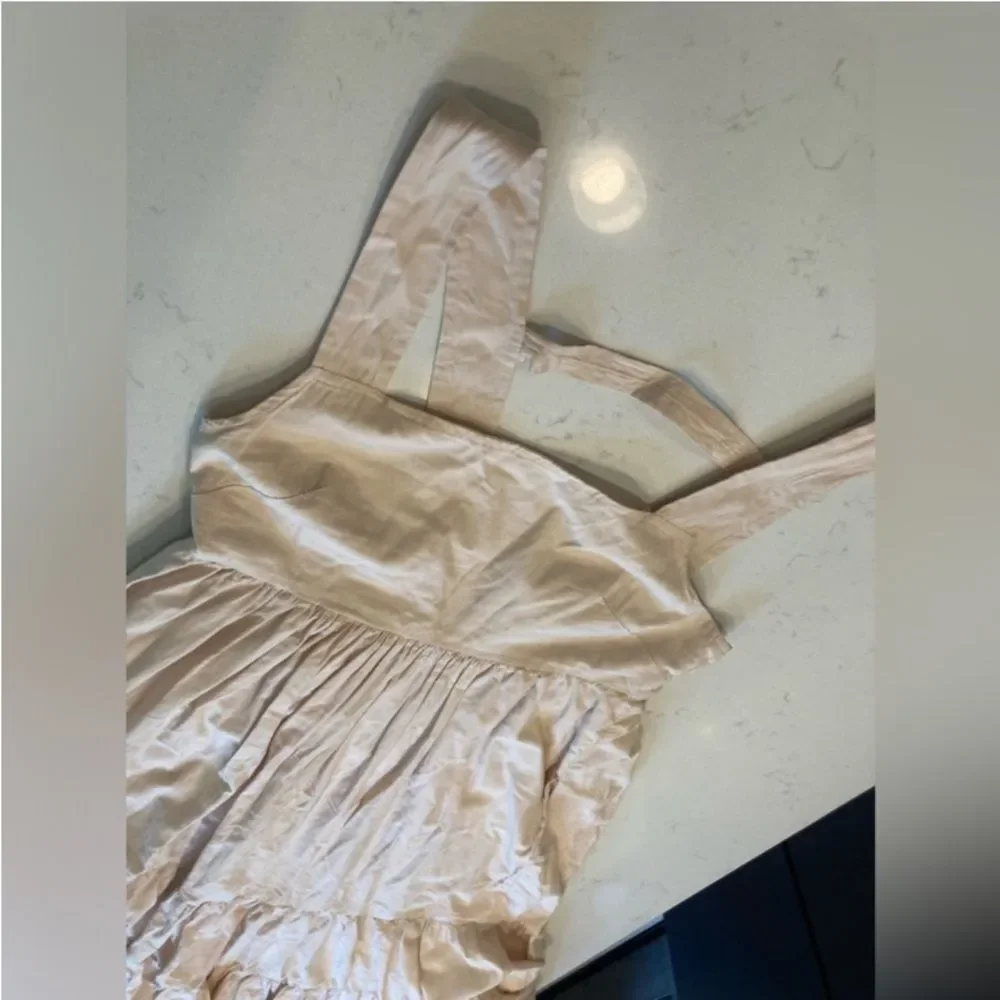 By Anthropologie Midi Apron Dress Ivory Cream with Pockets Small - Picture 9 of 12